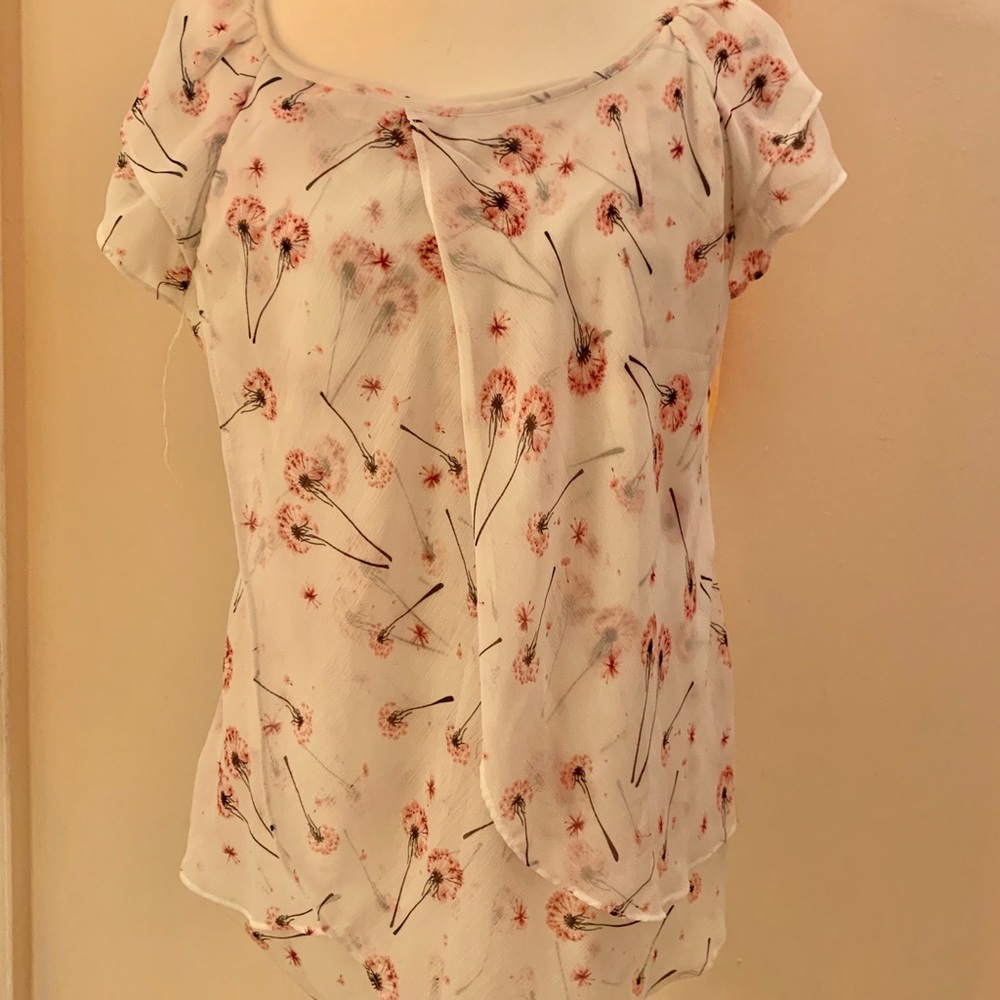 White with pink flowers blouse